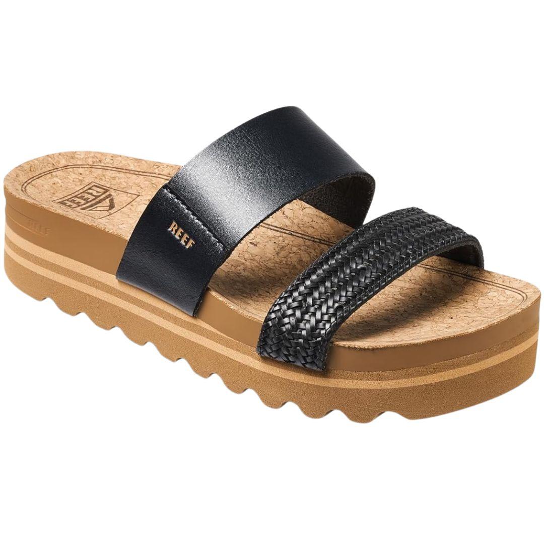 Reef Women's Cushion Vista Hi Black Braid Sandals